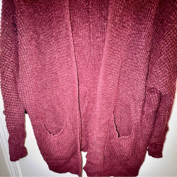 American Eagle Outfitters Maroon Waffle Knit Oversized Cardigan XS/S - Picture 4 of 9